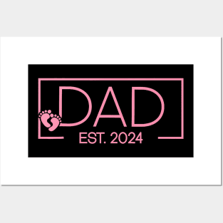 Men Dad Established Est 2024 Girl Newborn Daddy Father Posters and Art